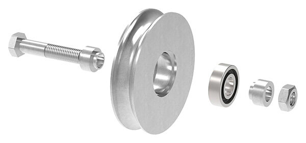 Schiebetorrolle 117mm mit Rundrille 20mm, mit einem Kugellager, verzinkt, Tragkraft 240kg