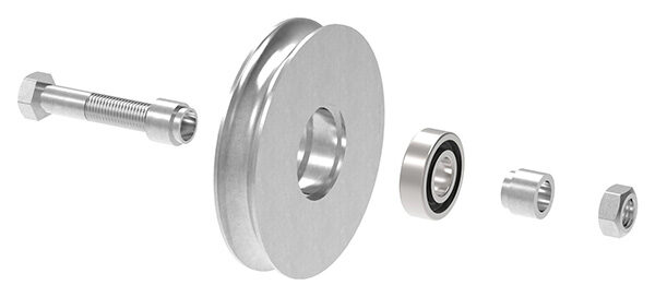 Schiebetorrolle 137mm mit Rundrille 20mm, mit einem Kugellager, verzinkt, Tragkraft 270kg
