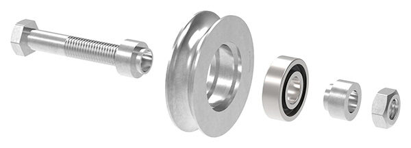 Schiebetorrolle 78mm mit Rundrille 16mm, mit einem Kugellager, verzinkt, Tragkraft 200kg