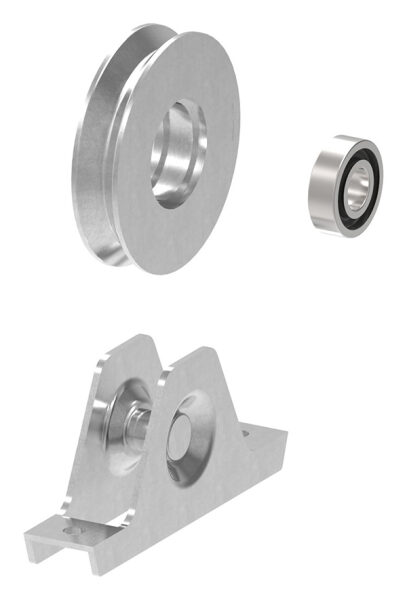 Schiebetorrolle 98mm mit V-Rille, mit einem Kugellager, verzinkt, Tragkraft 200kg