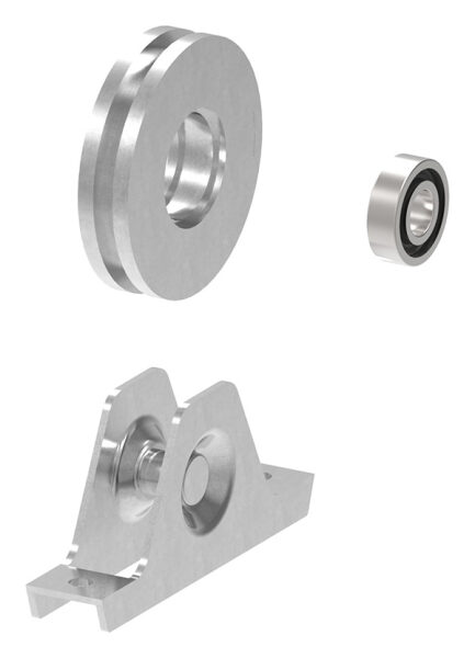 Schiebetorrolle 98mm mit U-Rille 8x8mm, mit einem Kugellager, verzinkt, Tragkraft 200kg