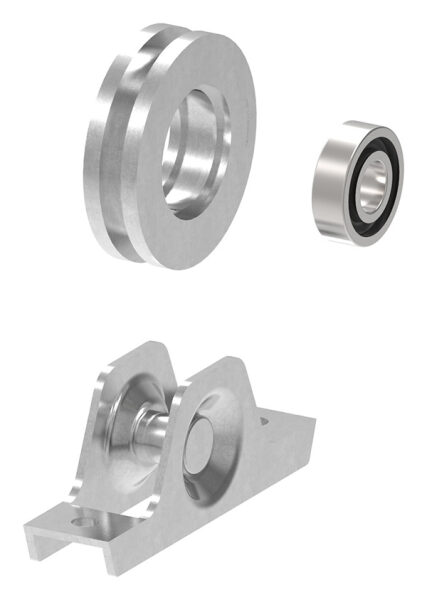 Schiebetorrolle 78mm mit U-Rille 8x8mm, mit einem Kugellager, verzinkt, Tragkraft 180kg