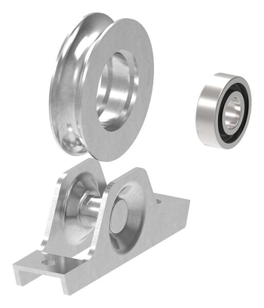 Schiebetorrolle 78mm mit Rundrille 15mm, mit einem Kugellager, verzinkt, Tragkraft 180kg