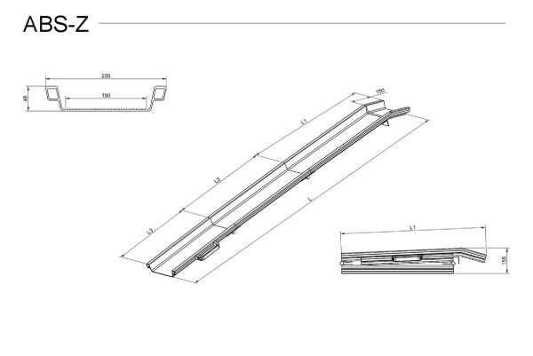 Faltbare Aluminium Verladeschienen ABS-Z Auffahrhilfe – 3535 mm | Rutschsichere & platzsparende Verladerampe