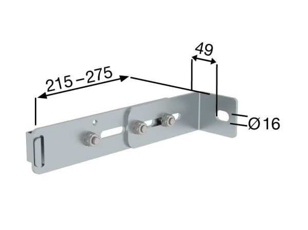 Wandhalter m. Klemmbügel, verstellbar 215-275mm, Stahl verzinkt