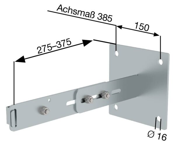 Wandhalter m. Klemmbügel, verstellbar 275-375mm,...