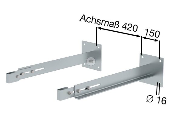 Sonderwandhalter, starr 700-800mm, Stahl-verzinkt