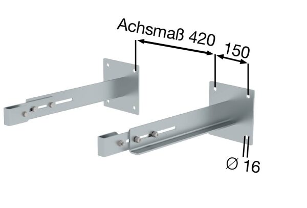 Sonderwandhalter, starr 500-600mm, Edelstahl
