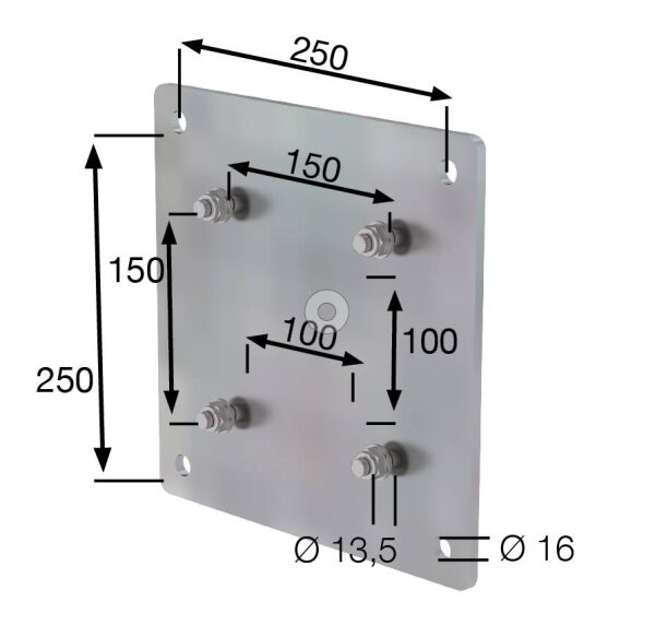 Adapterplatte Stahl feuerverzinkt 150 x 150 mm