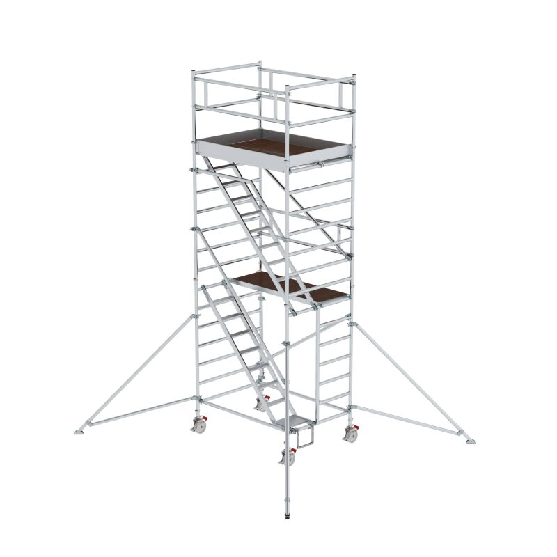 Rollgerüst 1,35 x 1,80 m mit Schrägaufstiegen & Ausleger Plattformhöhe 4,35 m