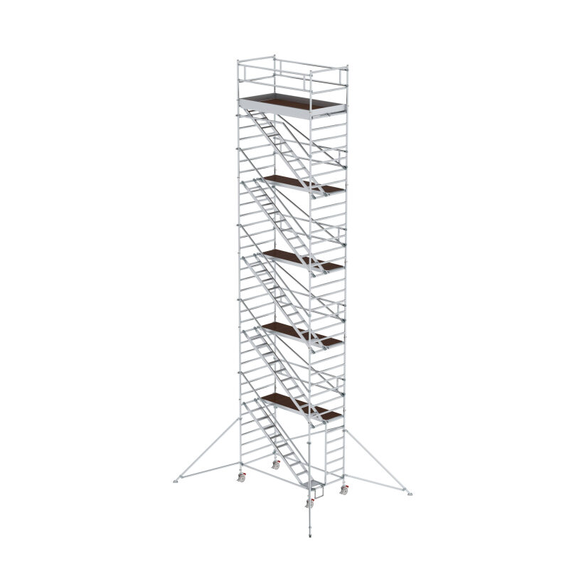 Rollgerüst 1,35 x 2,45 m mit Schrägaufstiegen & Ausleger Plattformhöhe 10,35 m