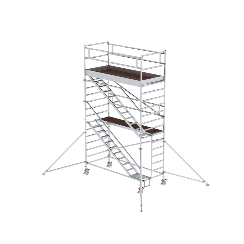 Rollgerüst 1,35 x 3,0 m mit Schrägaufstiegen & Ausleger Plattformhöhe 4,35 m