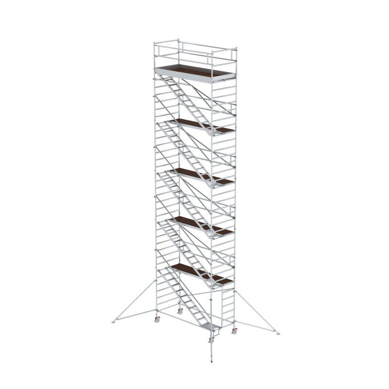 Rollgerüst 1,35 x 3,0 m mit Schrägaufstiegen & Ausleger Plattformhöhe 10,35 m