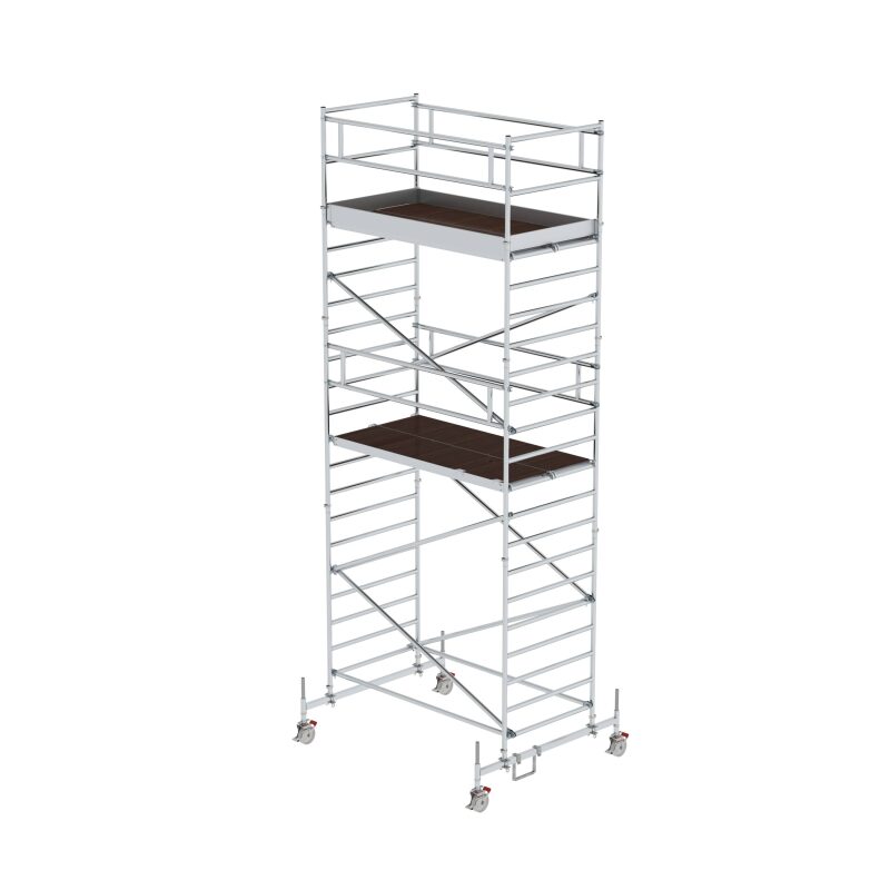 Rollgerüst 1,35 x 2,45 m mit Fahrbalken & Doppel-Plattform Plattformhöhe 5,45 m