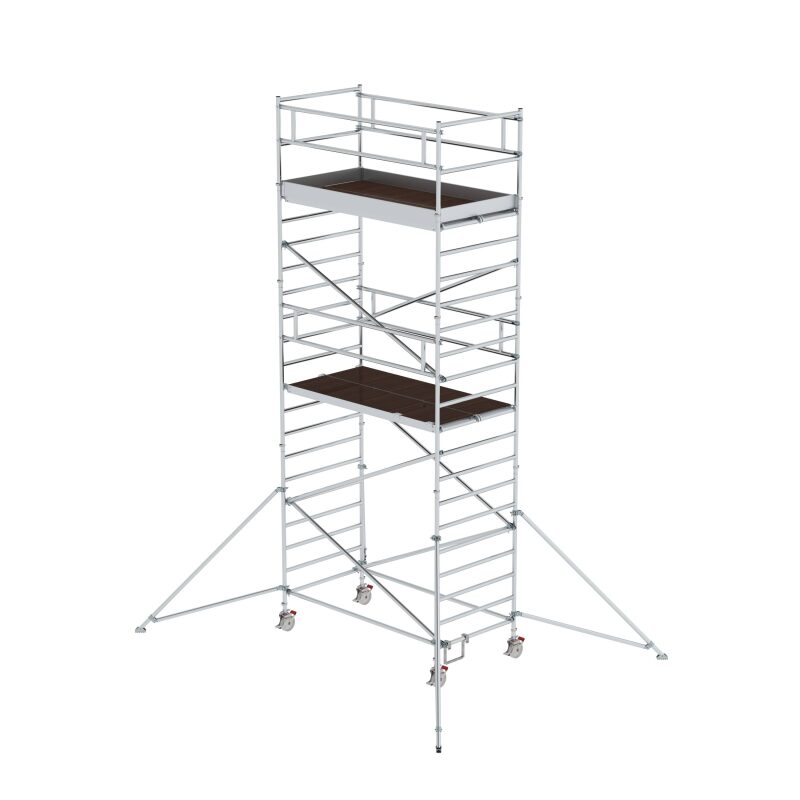 Rollgerüst 1,35 x 2,45 m mit Ausleger & Doppel-Plattform Plattformhöhe 5,35 m