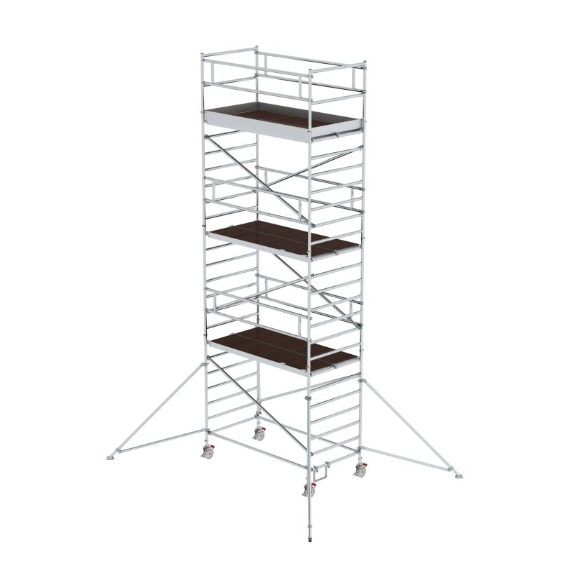 Rollgerüst 1,35 x 2,45 m mit Ausleger & Doppel-Plattform Plattformhöhe 6,35 m