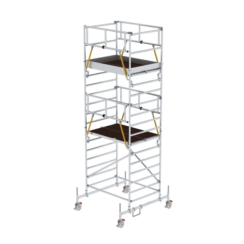 Rollgerüst SG 1,35 x 1,80 m mit Fahrbalken & Doppel-Plattform Plattformhöhe 4,66 m