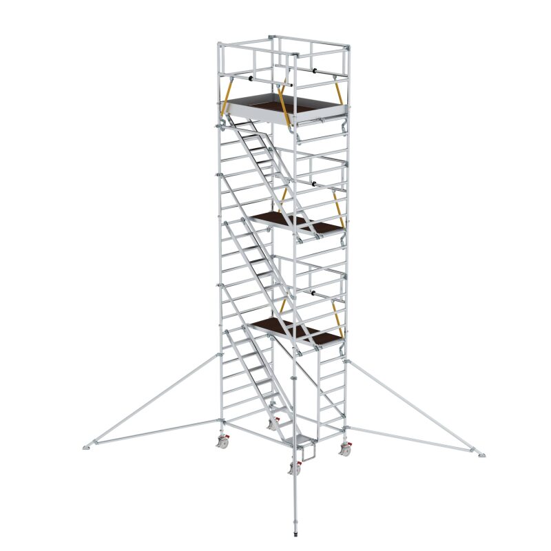 Rollgerüst SG 1,35 x 1,80 m mit Schrägaufstiegen & Ausleger Plattformhöhe 6,43 m