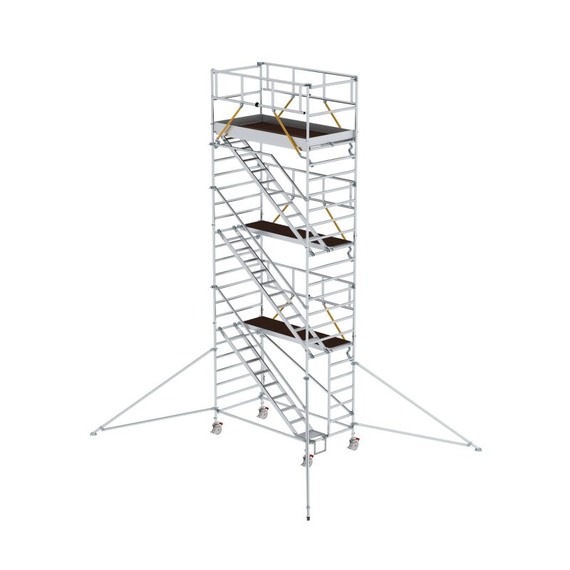 Rollgerüst SG 1,35 x 2,45 m mit Schrägaufstiegen & Ausleger Plattformhöhe 6,43 m