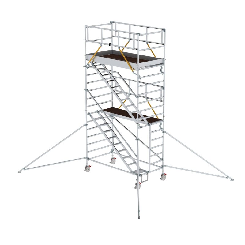 Rollgerüst SG 1,35 x 2,45 m mit Schrägaufstiegen & Ausleger Plattformhöhe 4,47 m