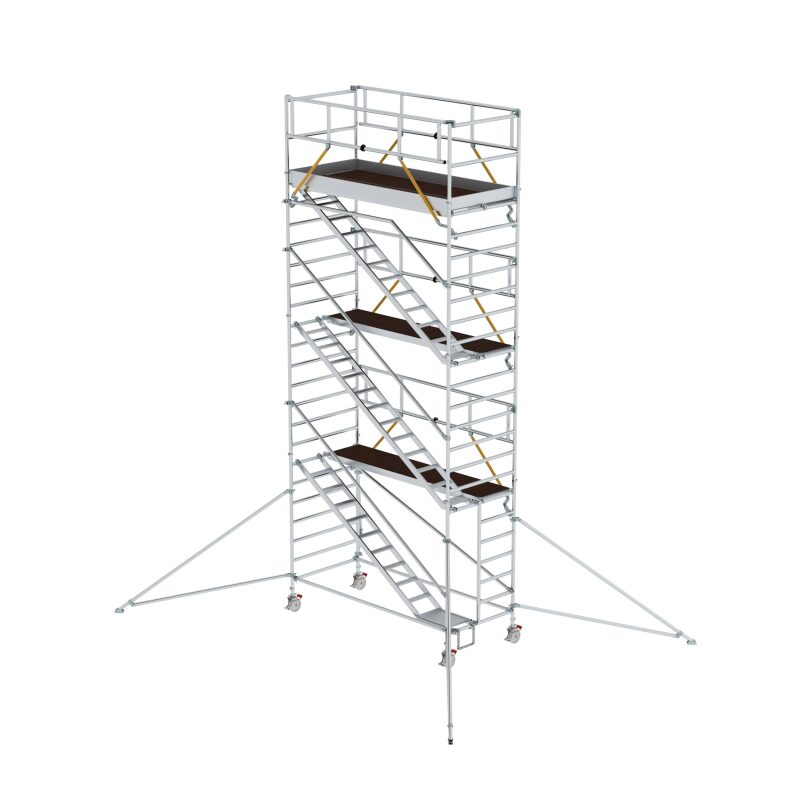 Rollgerüst SG 1,35 x 3,0 m mit Schrägaufstiegen & Ausleger Plattformhöhe 6,43 m