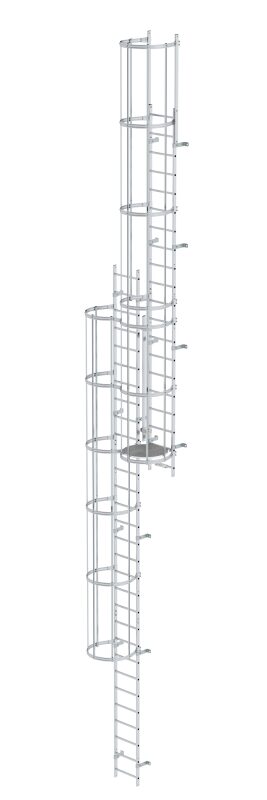 Mehrzügige Steigleiter mit Rückenschutz (Maschinen) Aluminium blank 12,12m