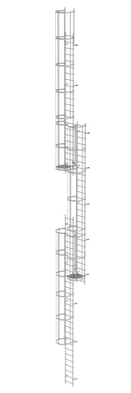 Mehrzügige Steigleiter mit Rückenschutz (Maschinen) Aluminium blank 18,00m