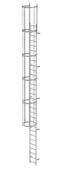 Einzügige Steigleiter mit Rückenschutz Stahl...