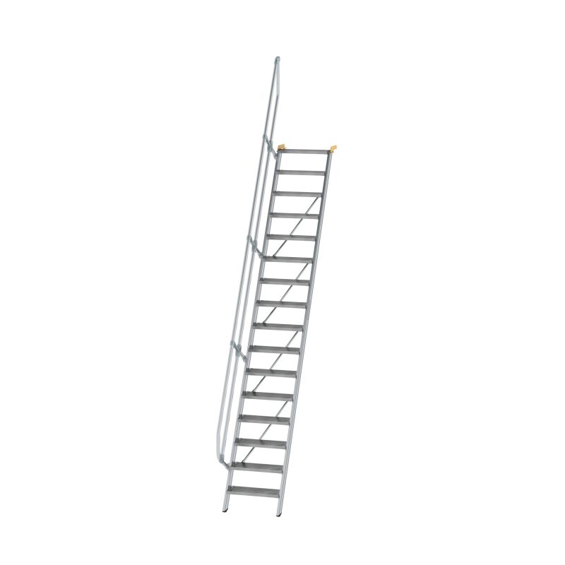 Treppe 60° Stufenbreite 600 mm 16 Stufen Aluminium geriffelt