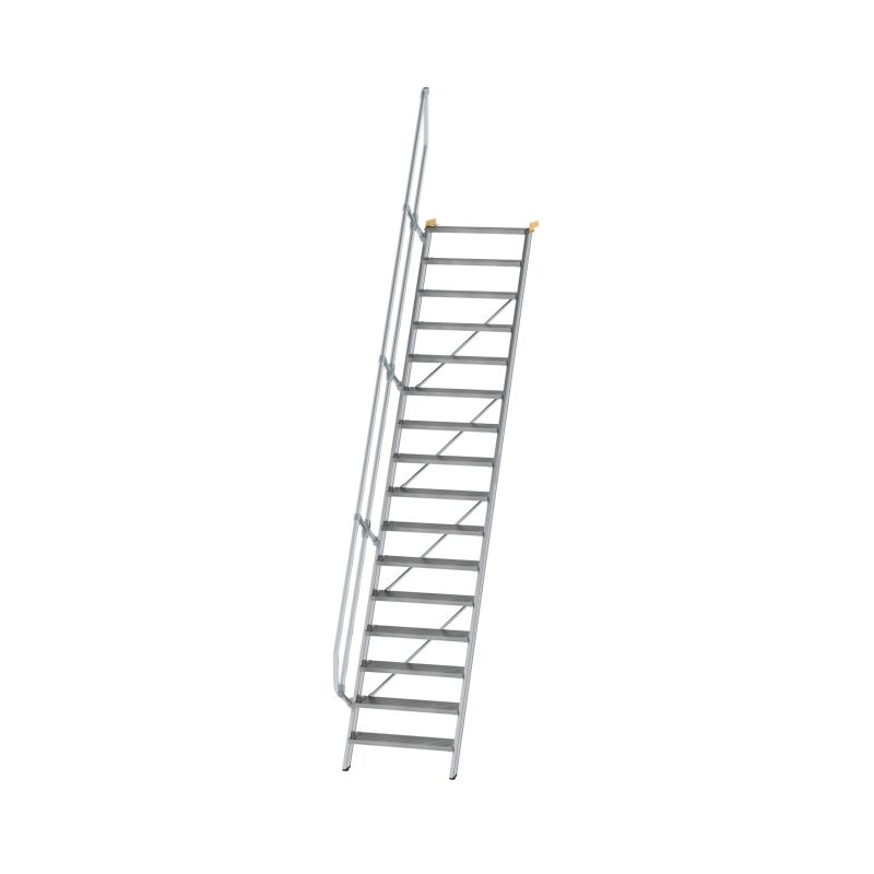 Treppe 60° Stufenbreite 800 mm 16 Stufen Aluminium geriffelt