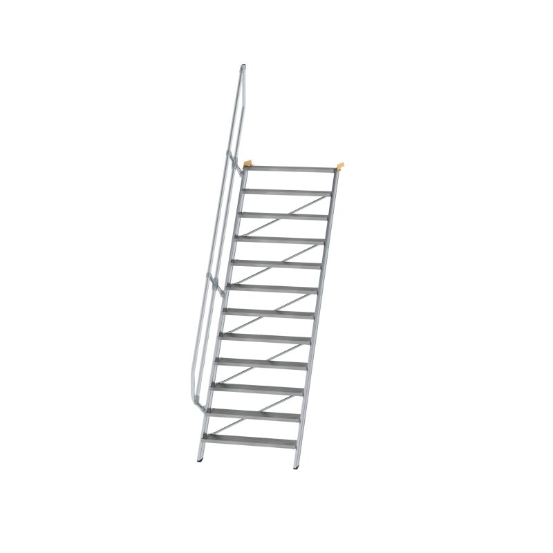 Treppe 60° Stufenbreite 1000 mm 12 Stufen Aluminium geriffelt