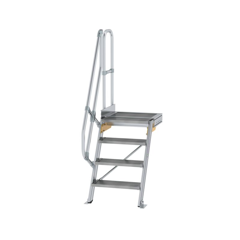 Treppe mit Plattform 60° Stufenbreite 600 mm 4 Stufen Aluminium geriffelt