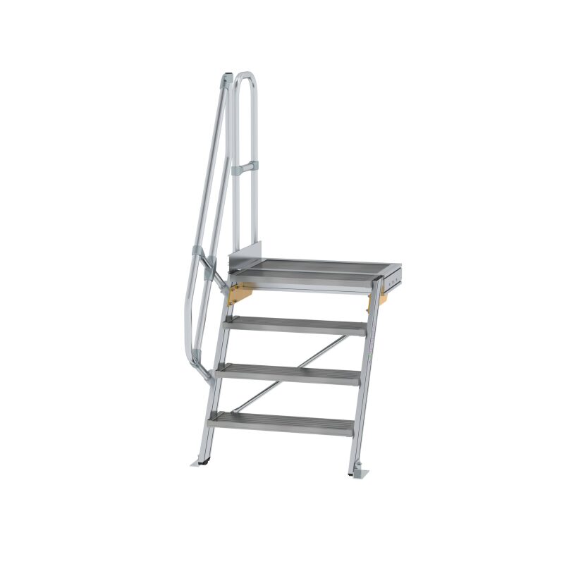 Treppe mit Plattform 60° Stufenbreite 800 mm 4 Stufen Aluminium geriffelt