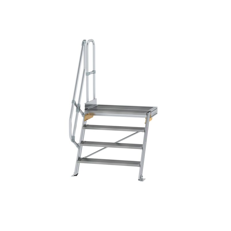 Treppe mit Plattform 60° Stufenbreite 1000 mm 4 Stufen Aluminium geriffelt