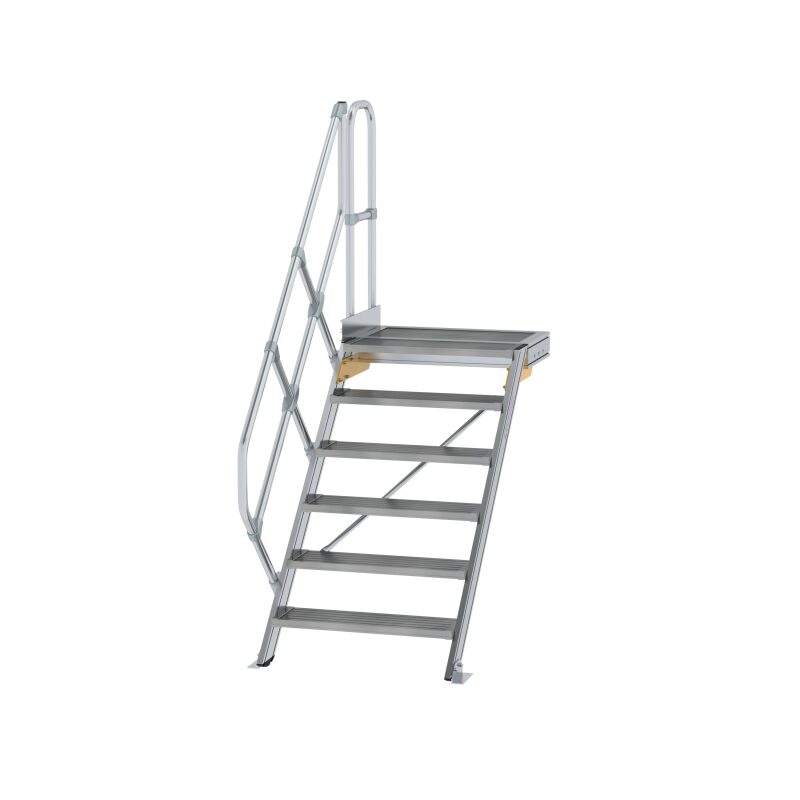 Treppe mit Plattform 45° Stufenbreite 800 mm 6 Stufen Aluminium geriffelt