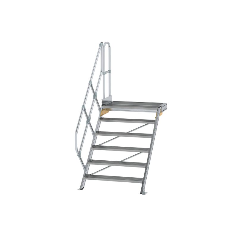 Treppe mit Plattform 45° Stufenbreite 1000 mm 6 Stufen Aluminium geriffelt