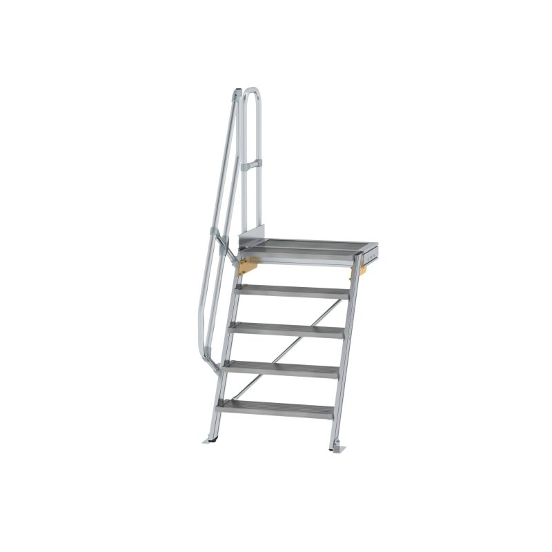 Treppe mit Plattform 60° Stufenbreite 800 mm 5 Stufen Aluminium geriffelt