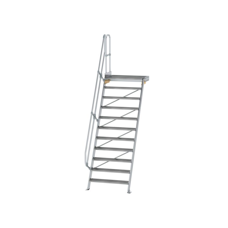 Treppe mit Plattform 60° Stufenbreite 1000 mm 11 Stufen Aluminium geriffelt