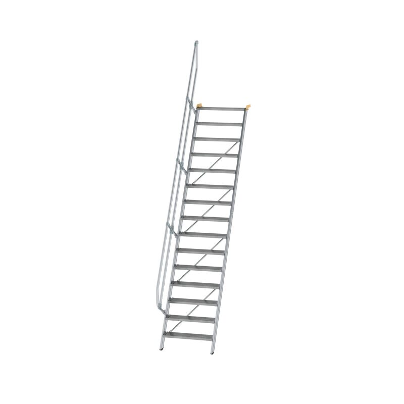 Treppe 60° Stufenbreite 800 mm 15 Stufen Aluminium geriffelt