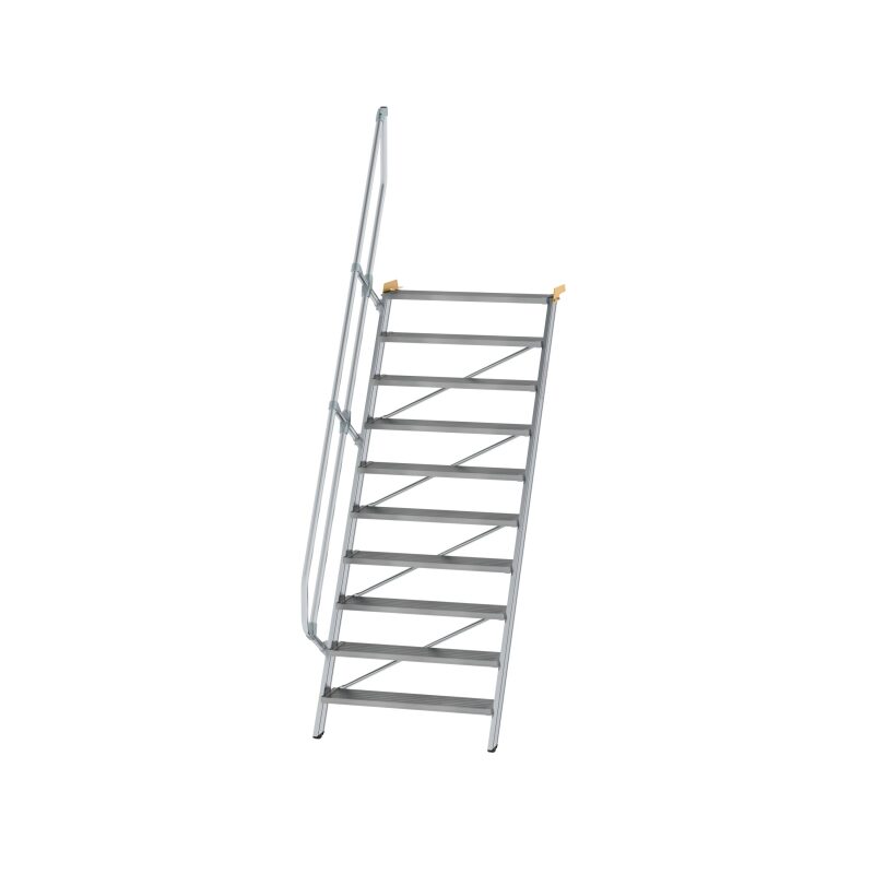 Treppe 60° Stufenbreite 1000 mm 10 Stufen Aluminium geriffelt