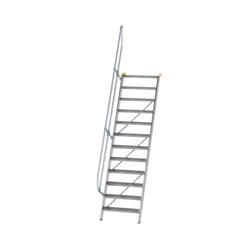 Treppe 60° Stufenbreite 800 mm 12 Stufen Aluminium geriffelt