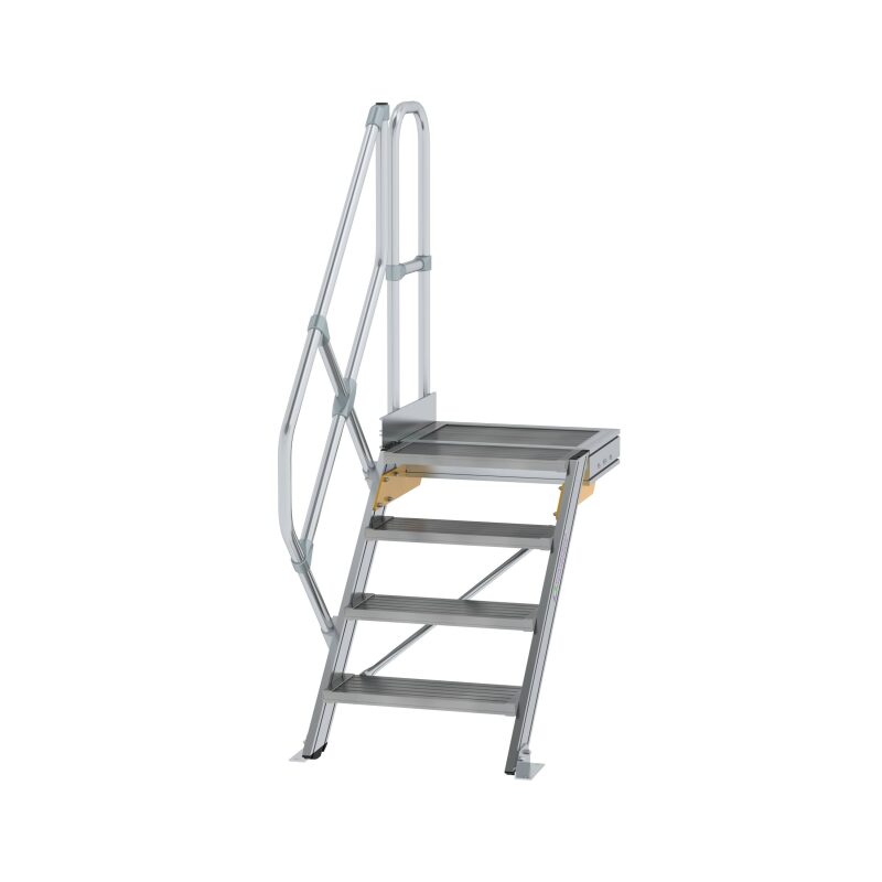 Treppe mit Plattform 45° Stufenbreite 600 mm 4 Stufen Aluminium geriffelt