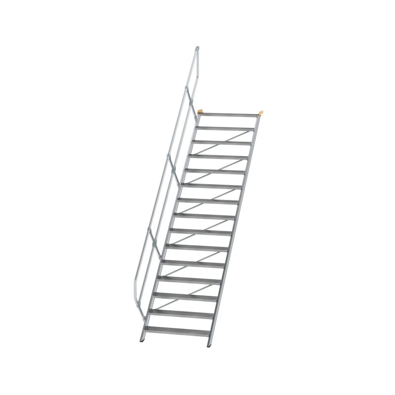 Treppe 45° Stufenbreite 1000 mm 15 Stufen Aluminium geriffelt