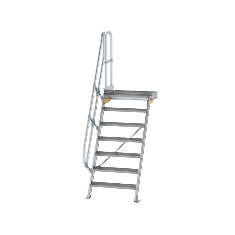 Treppe mit Plattform 60° Stufenbreite 800 mm 7 Stufen Aluminium geriffelt