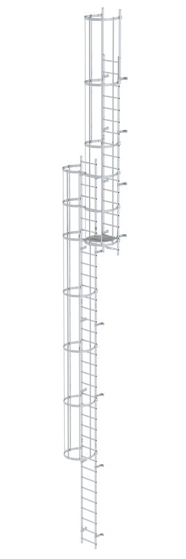 Mehrzügige Steigleiter mit Rückenschutz (Bau) Aluminium blank 13,80m