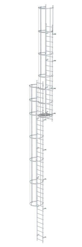 Mehrzügige Steigleiter mit Rückenschutz (Bau) Aluminium blank 14,64m