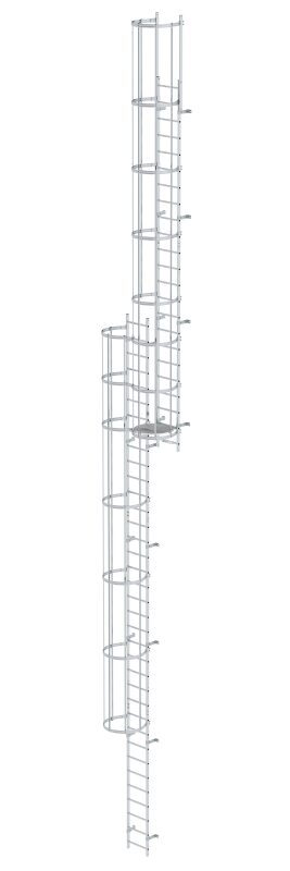 Mehrzügige Steigleiter mit Rückenschutz (Bau) Aluminium blank 15,48m