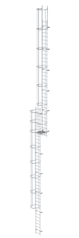 Mehrzügige Steigleiter mit Rückenschutz (Bau) Aluminium blank 19,12m