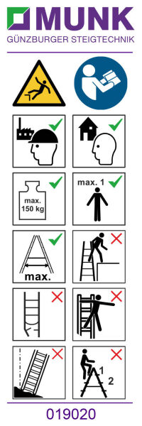 Hinweis-Aufkleber für Stehleitern beidseitig...