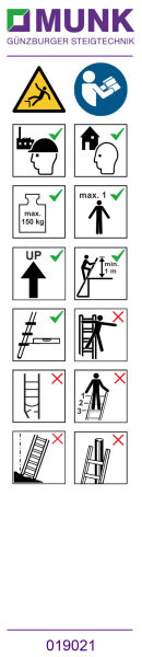 Hinweis-Aufkleber für Stufen-Anlegeleiter Aufkleber...